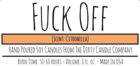 Fuck Off Hand Poured Soy Candle Citronella Scented Bug Etsy