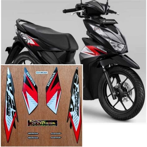 Jual Striping Original Honda Beat CBS Hitam Lis Merah Tahun 2023