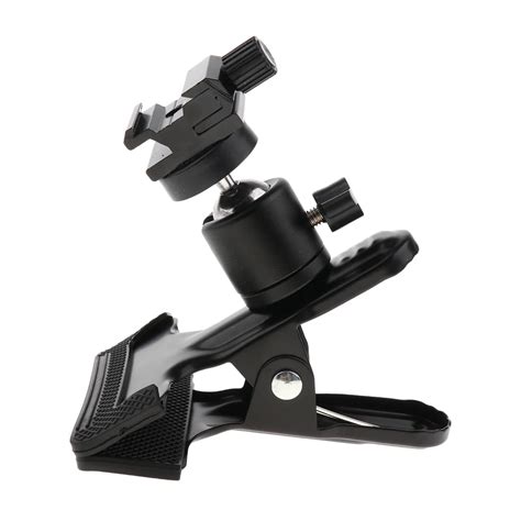 Camera Clamp Mount For Tripod Ball Head Adapter Degree Swivel Hot Shoe Bracket Flash