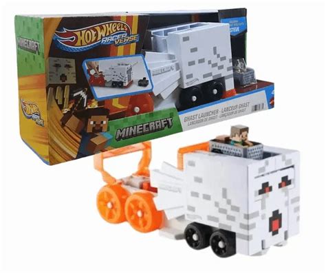 Hot Wheels Toy Car Track Set Racerverse Minecraft Ghast Large Scale Launcher And Hauler With
