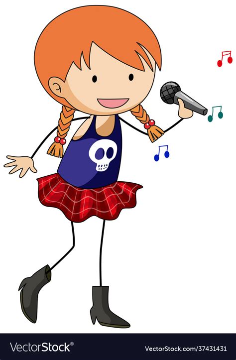 Singer girls singing doodle cartoon character Vector Image