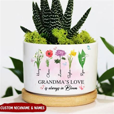 Personalized Gardens Love Garden Plant Pot Custom Birth Month Flower