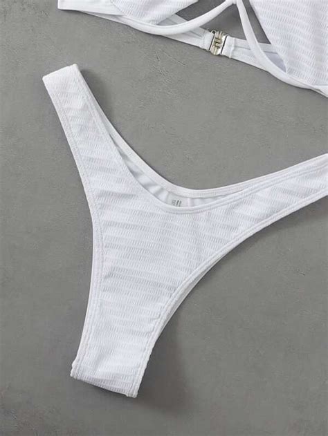 Cross Halter Underwire High Cut Out Bikini Swimsuit Shein Usa