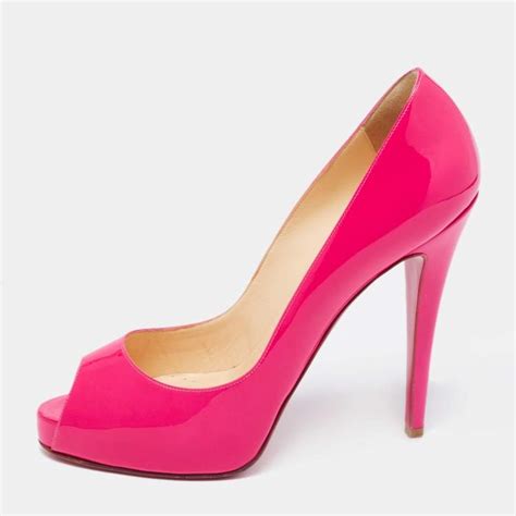 Christian Louboutin Pink Patent Leather New Very Prive Peep Toe