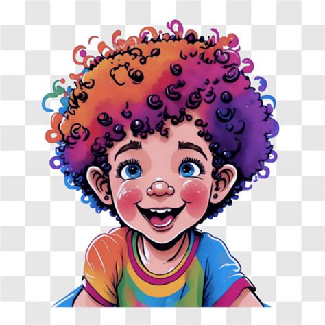 Download Happy Cartoon Boy with Colorful Curly Hair PNG Online ...