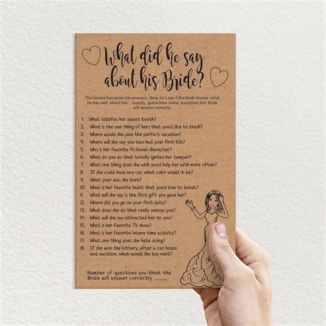 Editable What Did He Say About His Bride Shower Game Rustic Etsy