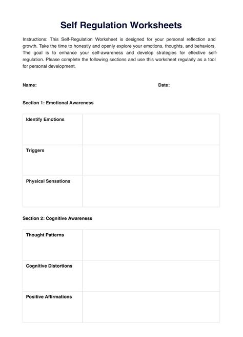 Emotional Regulation Worksheets & Example | Free PDF Download