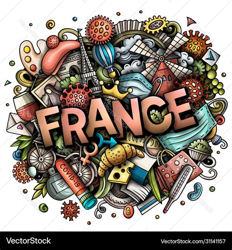 France Hand Drawn Cartoon Doodles Royalty Free Vector Image