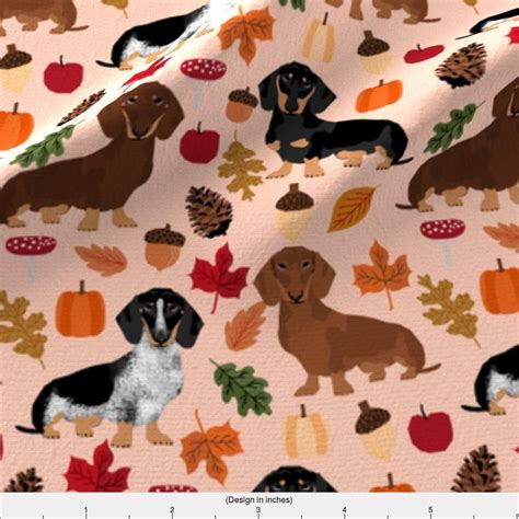 Fall Dachshund Dog Fabric Dachshund Dog By Petfriendly Etsy