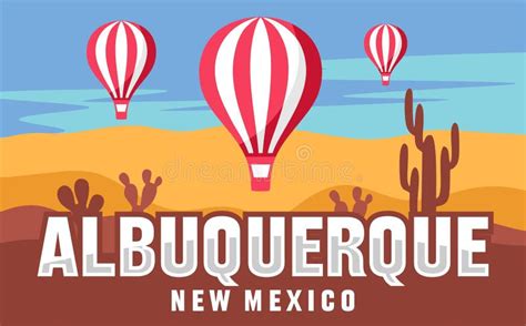 Beautiful View With Hot Air Balloon In Albuquerque New Mexico Stock