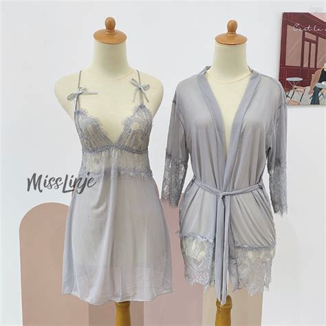 Jual Setelan Baju Dinas Istri Lingerie Outer Kimono Dress Sexy Renda Premium Shopee Indonesia