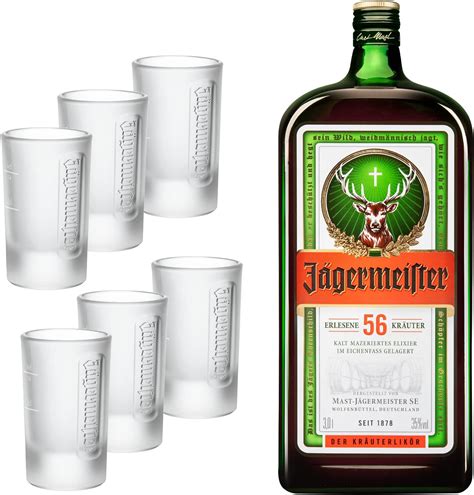 Jägermeister Set 1 x 6er Set Shotgläser 4cl und 1 x 3l Premium