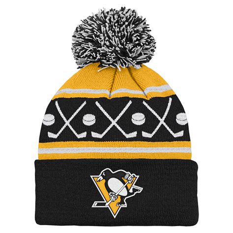 Infant Pittsburgh Penguins Face Off Cuffed Knit Beanie With Pom