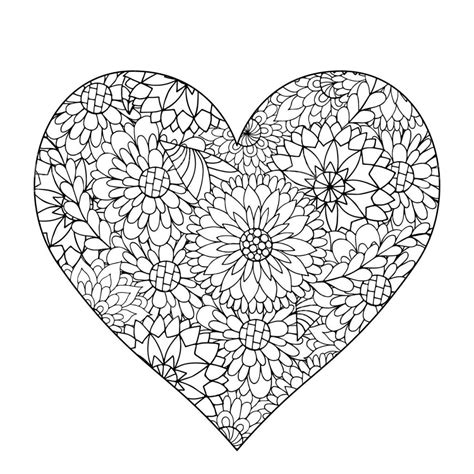 Сердечко с ромашками - Сердца - Раскраски антистресс