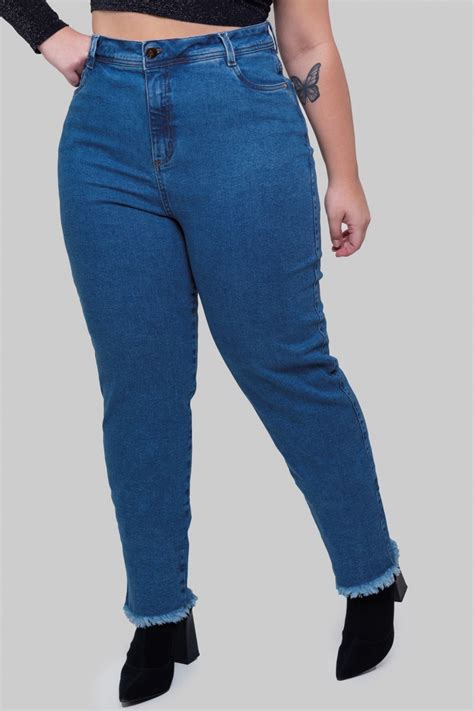 Calça Jeans Mom Hot Pants Barra Desfiada 10865 Jeans Escuro