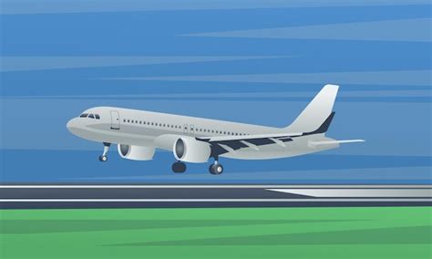 Premium Vector Airplane Is Landing Or Taking Off On The Runway Plane