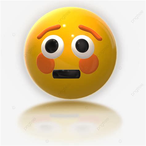 Rosto Corado Emoji Brilhante Estilo Cartoon D Png D Emoji Amarelo