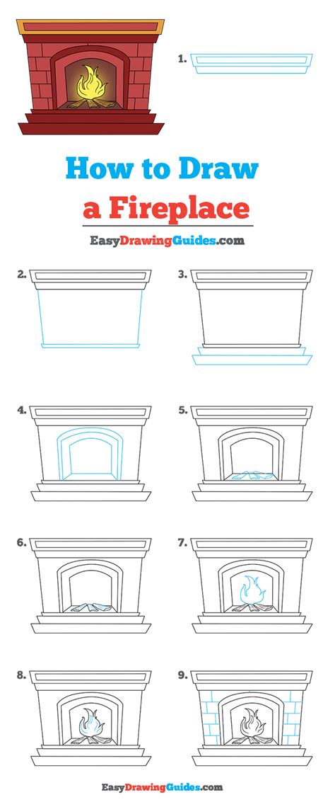 How to Draw a Fireplace - Really Easy Drawing Tutorial