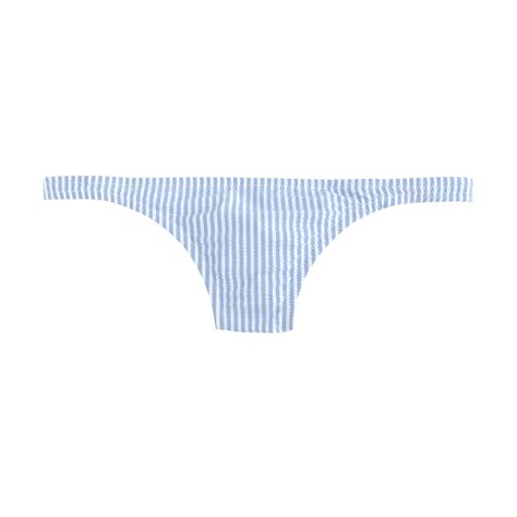 J Crew Seersucker Hipster Bikini Bottom In Blue Lyst