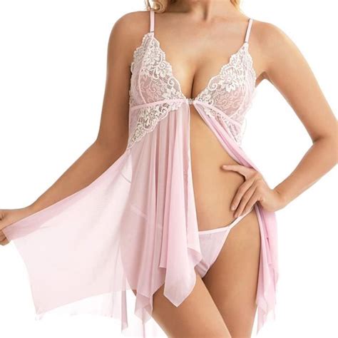 TTDTTH Robe de Nuit Transparente en Dentelle pour Femme Lingerie Sexy Sous Vêtements Porno Mini