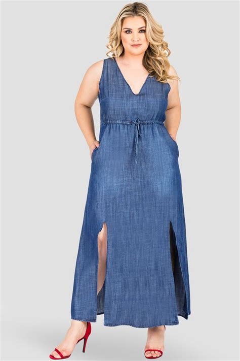 Plus Size Denim Maxi Dresses For Women The Untidy Closet