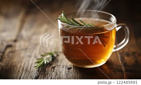 Steaming Hot Toddy with Rosemary on Rustic Woodのイラスト素材 PIXTA