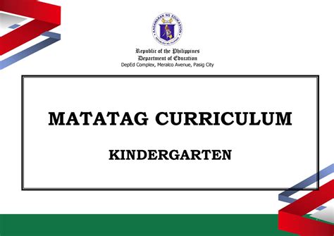 Matatag Kindergarten Cg Republic Of The Philippines Department Of