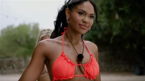 Shein Ruched Bikini Set Frill Trim Halter Bra Thong Bottom Piece Bathing Suit Worn By Gabby