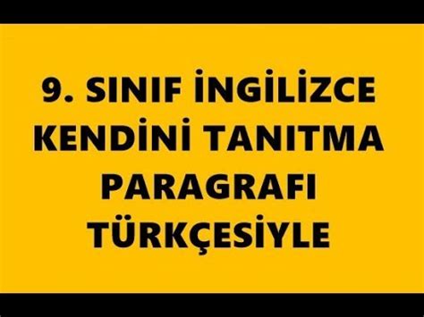 S N F Ngilizce Kendini Tan Tma Paragraf Youtube