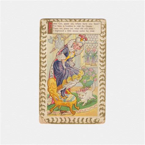 1910 Pussy Cat Nursery Rhyme Chromo Postcard Etsy