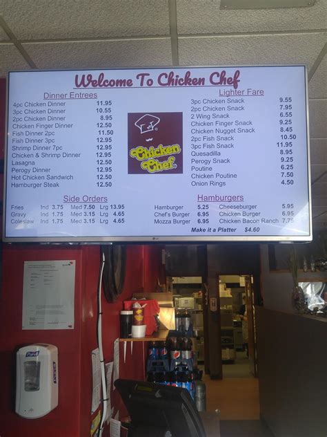 Menu at Chicken Chef pizzeria, Stonewall