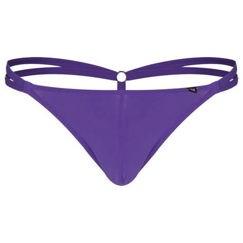 YONGHS String Homme Sexy G String T Back Bikini Ficelle Bulge Pouch Jockstrap Gay M XXL Violet