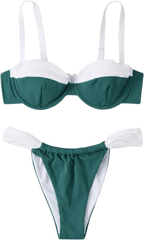 Women S Color Block Underwire Bikini Sets Bathing Suits Two Piece Swimsuits Walmart