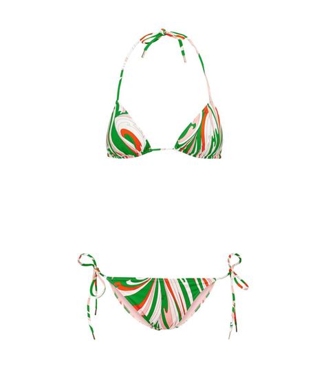 Buy Emilio Pucci Printed Triangle Bikini Green At Off Editorialist