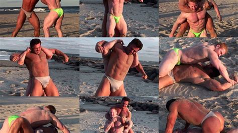 Beach Grappling Frank The Tank Vs Tommy Ray WMV BODYBUILDERS GAY MUSCLE WORSHIP JO