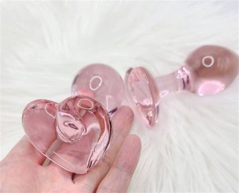 Corazón cristal rosa vidrio anal plug masturbación juguete Etsy