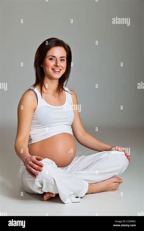 Cute Pregnant Brunette Stock Photo Alamy