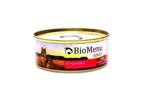 BioMenu Adult Консервы для Кошек мясной паштет с Индейкой, 100г x 24шт ...