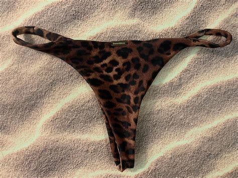 Serenibikini Thin Side Thong Leopard Print Bikini Bottoms Fully Lined