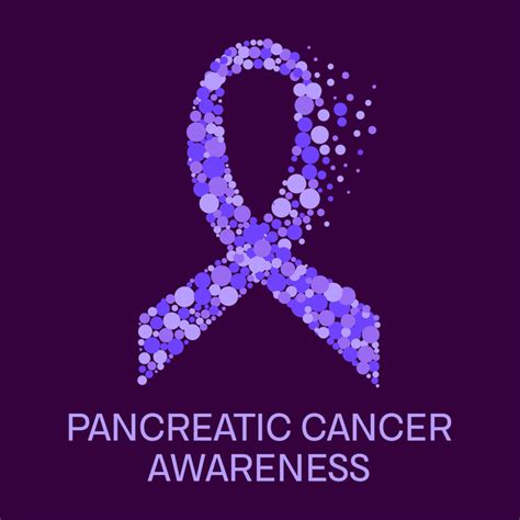 Pancreatic cancer awareness poster. Purple ribbon made of dots on ...