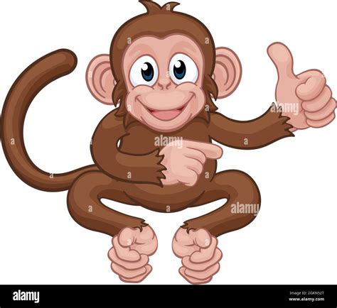 Monkey Cartoon Animal Thumbs Up And Pointing Stock Vector Image And Art