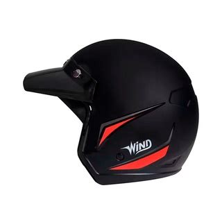 Capacete Aberto Taurus Wind Tecno Preto Fosco E Vermelho Shopee Brasil