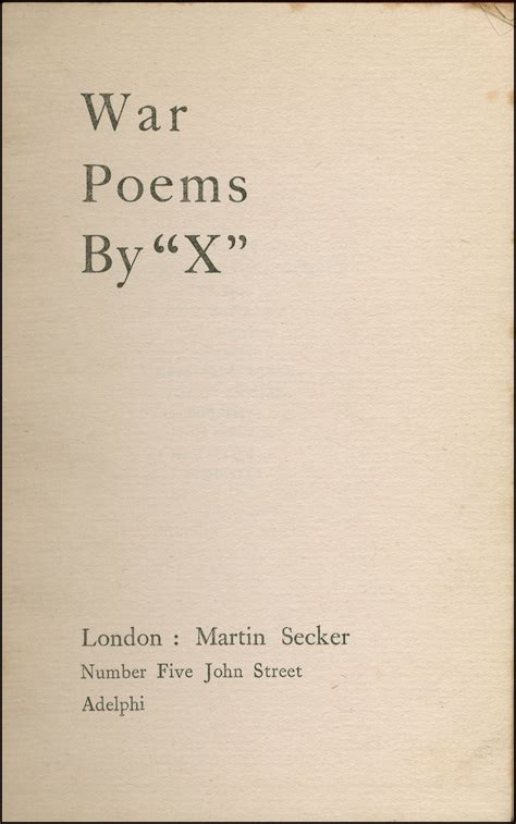 War Poems By X By Crosland Thomas William Hodgson Published