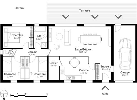 Plan Maison 110m2 Plein Pied 3 Chambres Ventana Blog