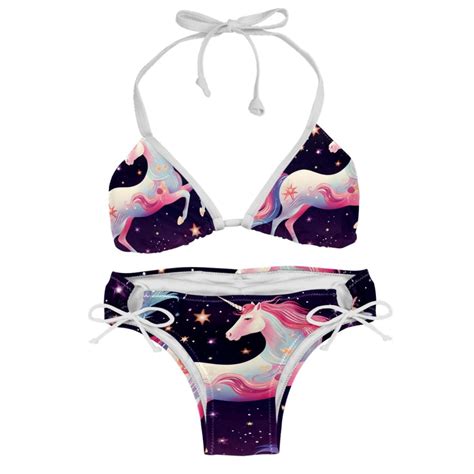 Starry Unicorn Women S Swimwear Bikini Set With Detachable Sponge And