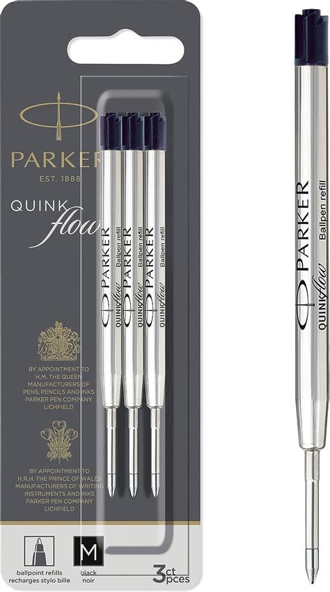 Parker Quinkflow Ballpoint Pen Ink Refills Medium Tip Black Count