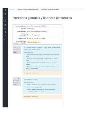 Modalidad de exámenes Semana 1 Revisión del intento Mercados