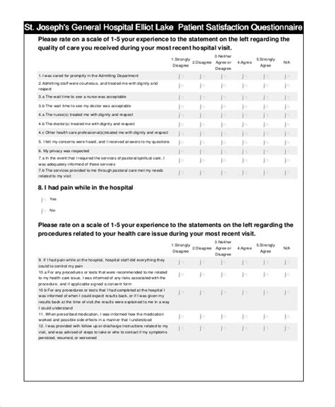 Free 13 Patient Satisfaction Questionnaire Form Samples Pdf Ms Word