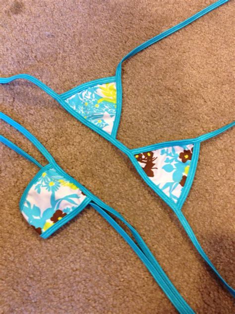 Micro Mini Bikini V String Back Sexy Floral Print Stripper