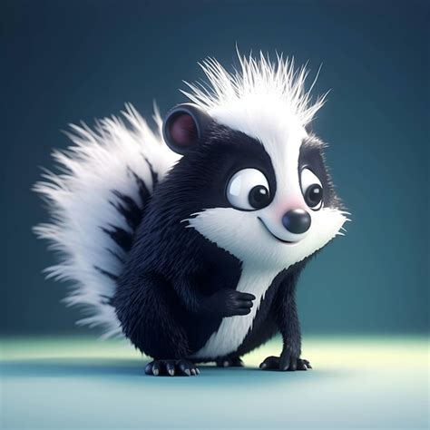 Premium Photo Cute Cartoon Skunk On Blue Background 3D Rendering